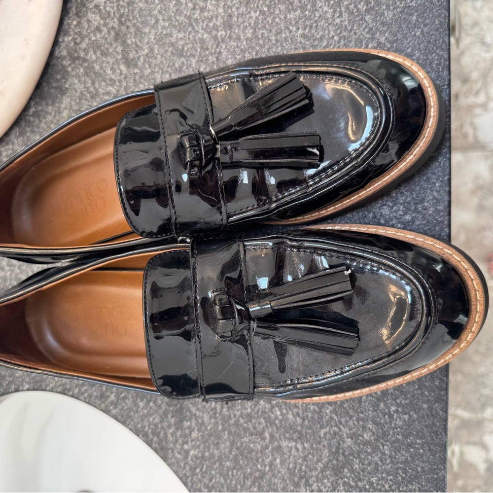 Black Patent Leather Tassel Loafers
